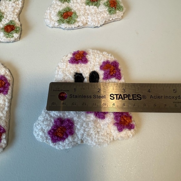 Ghost Mug Rug Coasters With Flowers - Set Of 4 - Picture 3 of 6